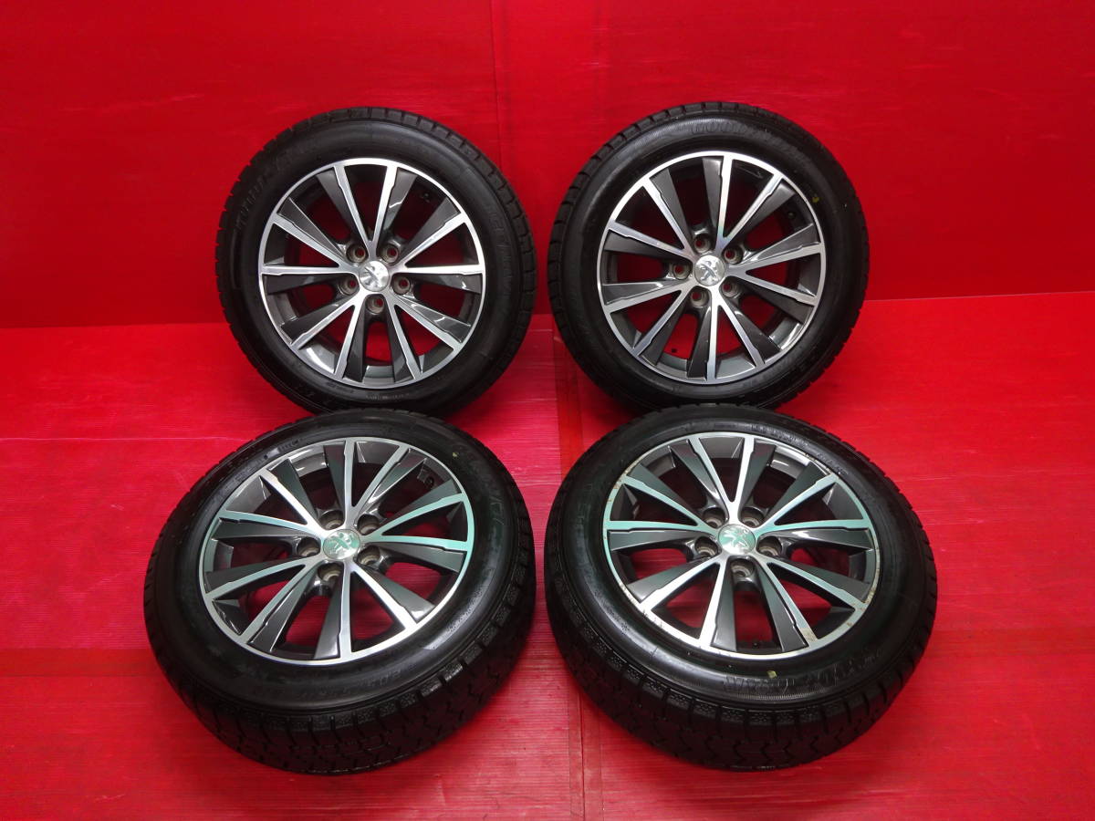 プジョー 308純正16インチホイール 4本 7J +44 5H 108 GOODYEAR ICE NAVI 7 205/55R16 スタッドレスタイヤ アイスナビ Peugeot