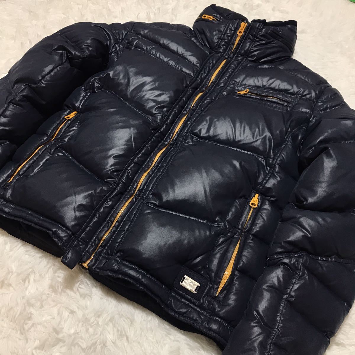 希少 XLサイズ DIESEL ディーゼル ダウンジャケット ネイビー イエロー 