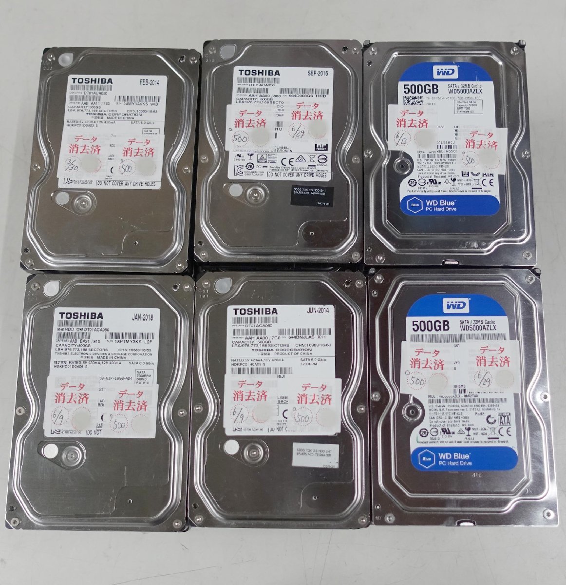 人気セール，SALE HDD 500GB 30個セット 3.5インチ WesternDigital TOSHIBA データ消去済 sata 内蔵 ハードディスク PC パソコン N083107(500GB～)｜売買されたオークション情報、yahooの商品情報をアーカイブ公開 - オークファ 3.5 SerialATA