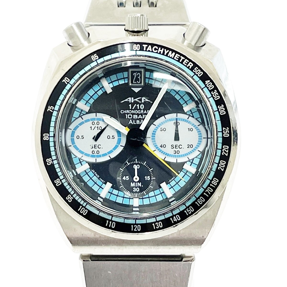 1円スタート SEIKO セイコー V657-6060 アルバ アカ クロノグラフ SS 