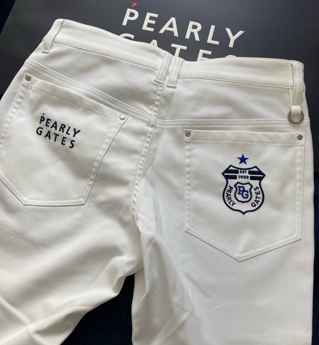 新品 パーリーゲイツ ドビーストレッチパンツ(4)サイズM/白 PEARLY