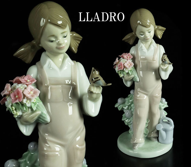 リヤドロ 小鳥と話す少女 LLADRO フィギュリン 人形 置物 01005217 花