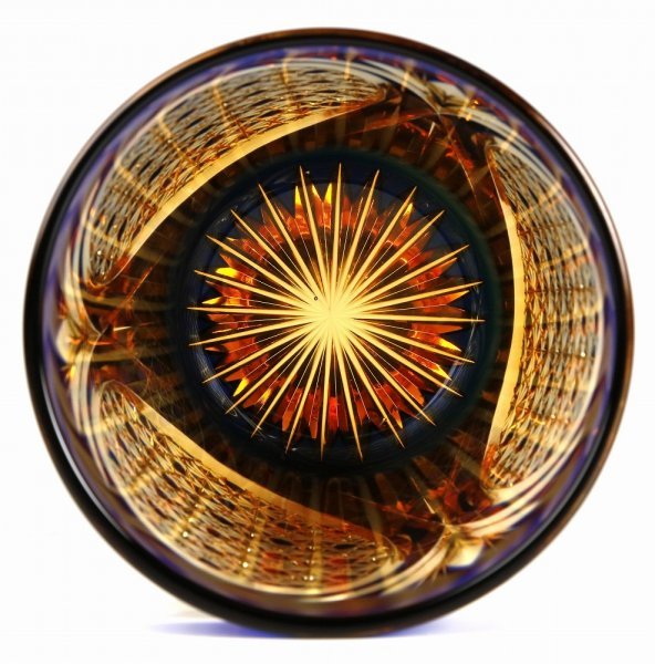□伝統工芸 江戸切子 南端久司作 二色被せ 切子ガラス ロックグラス 共