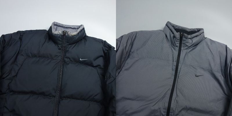 00s Y2K ナイキ NIKE リバーシブル ダウンジャケット 黒/グレー メンズ