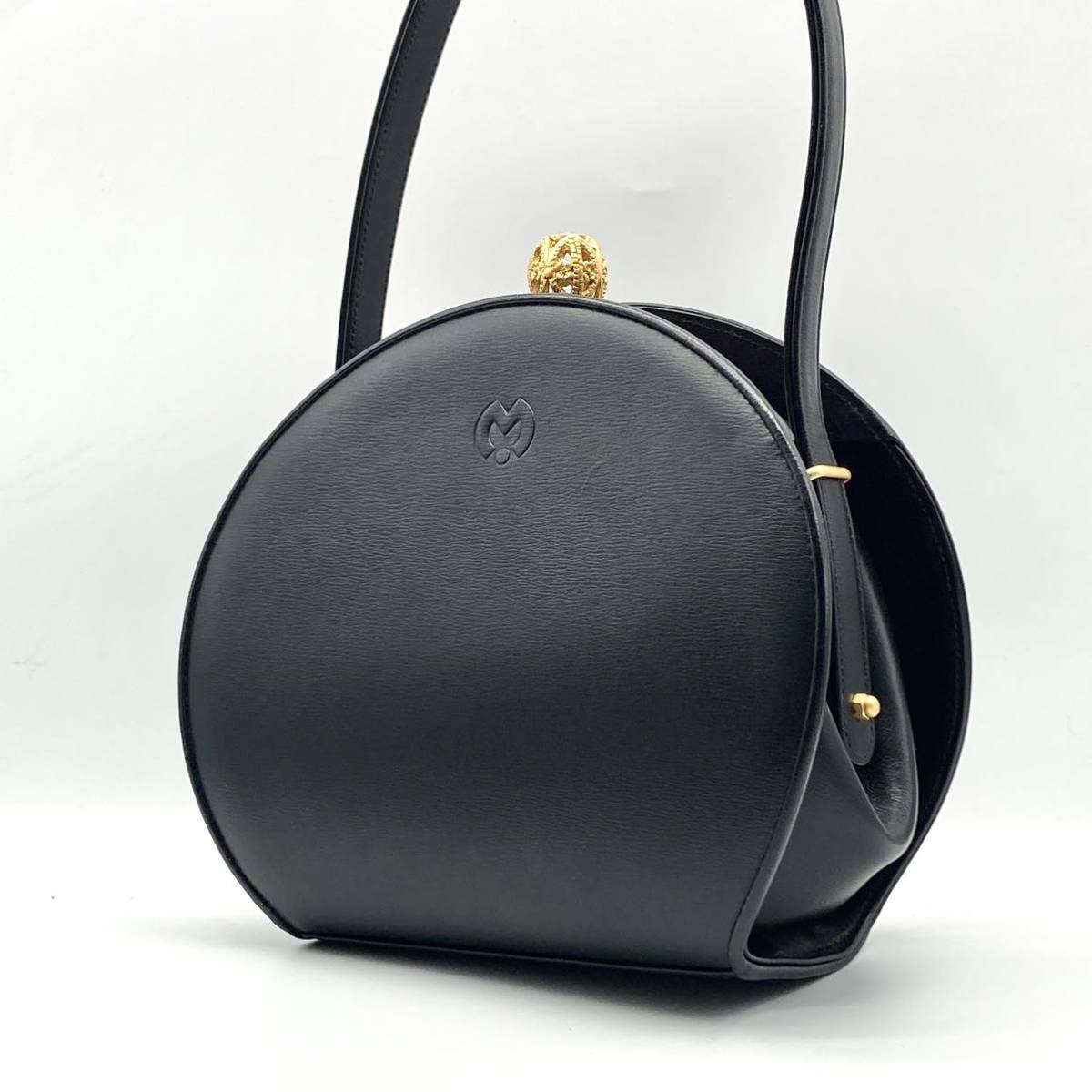1円○極美品○ mila schon ミラショーン ハンドバッグ がま口 ゴールド 