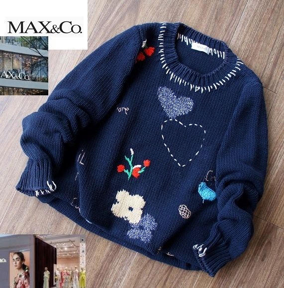 MAX&Co/マックスアンドコー/総柄デザインAWボリュームニットトップス 