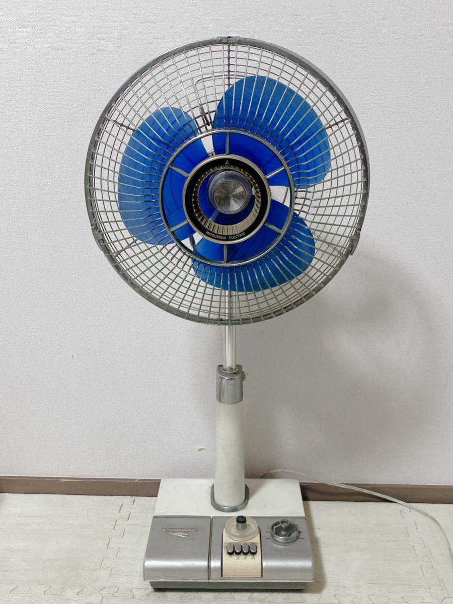 昭和レトロ 扇風機 30cm 三菱 DM-12LC シルバーグリーン 動作良好
