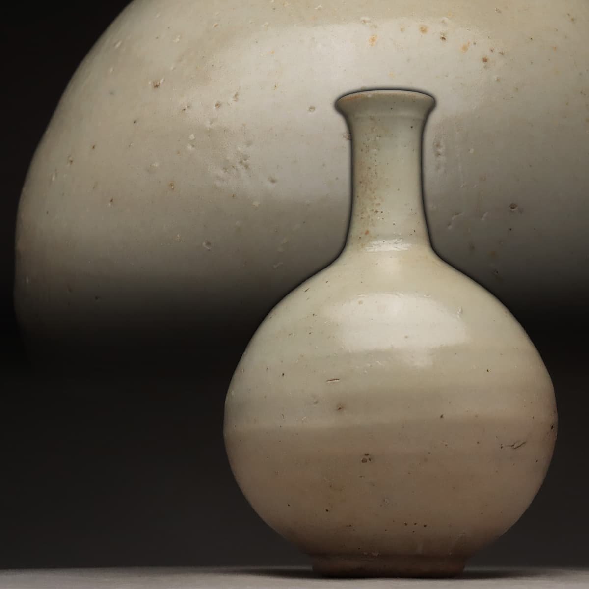 EM694 朝鮮古美術 李朝白磁大徳利 高25.3cm 重1.2kg 木