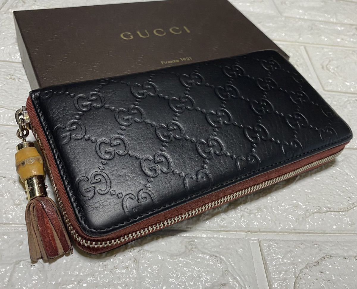 正規品■GUCCIシマラウンドファスナー■タッセル■シリアル番号224253〜