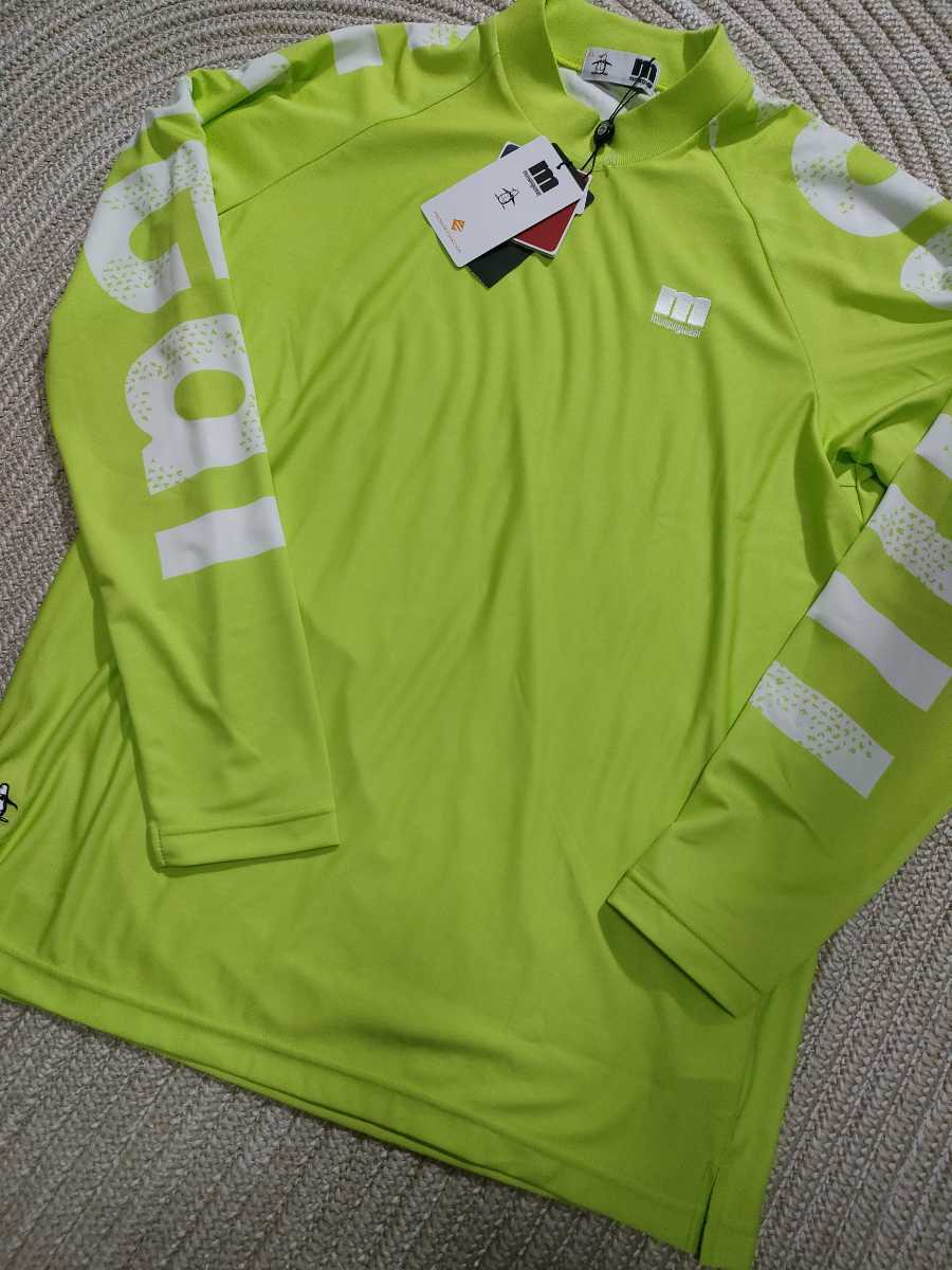 新品 定価16500 Munsingwear マンシング 長袖 ハイネック シャツ L ライムグリーン 動きやすい 遮熱 速乾 涼しい ゴルフ カットソー