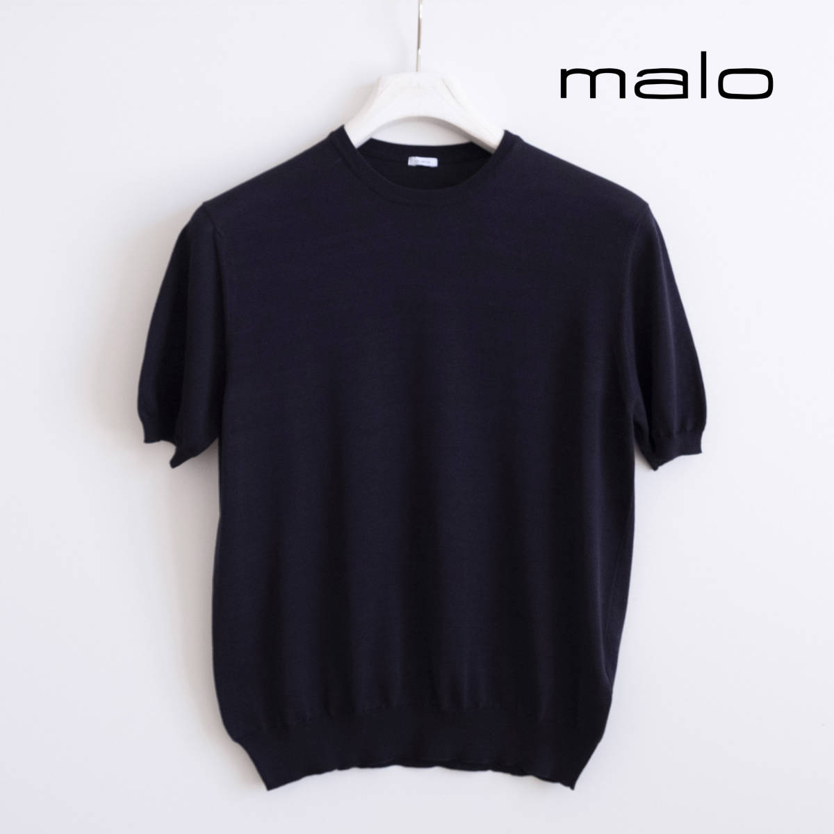 □malo マーロ 新品 最高級ピュアコットン100％ ニット Tシャツ52 