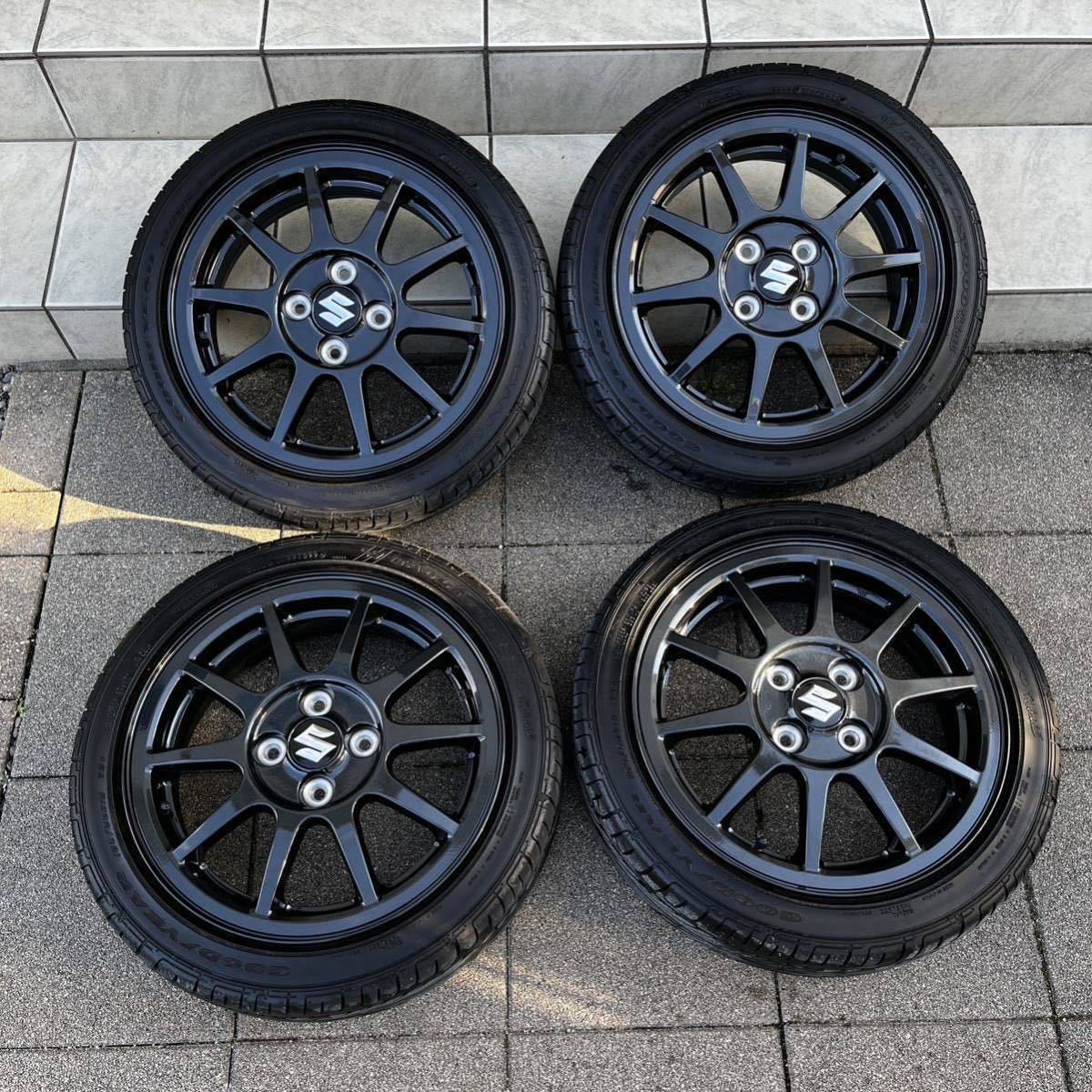 スズキ アルトワークス HA36S 純正 アルミ ホイール エンケイ MAT 15インチ 5J 4H PCD100 +45 165/50R15 LS2000 タイヤ付 4本