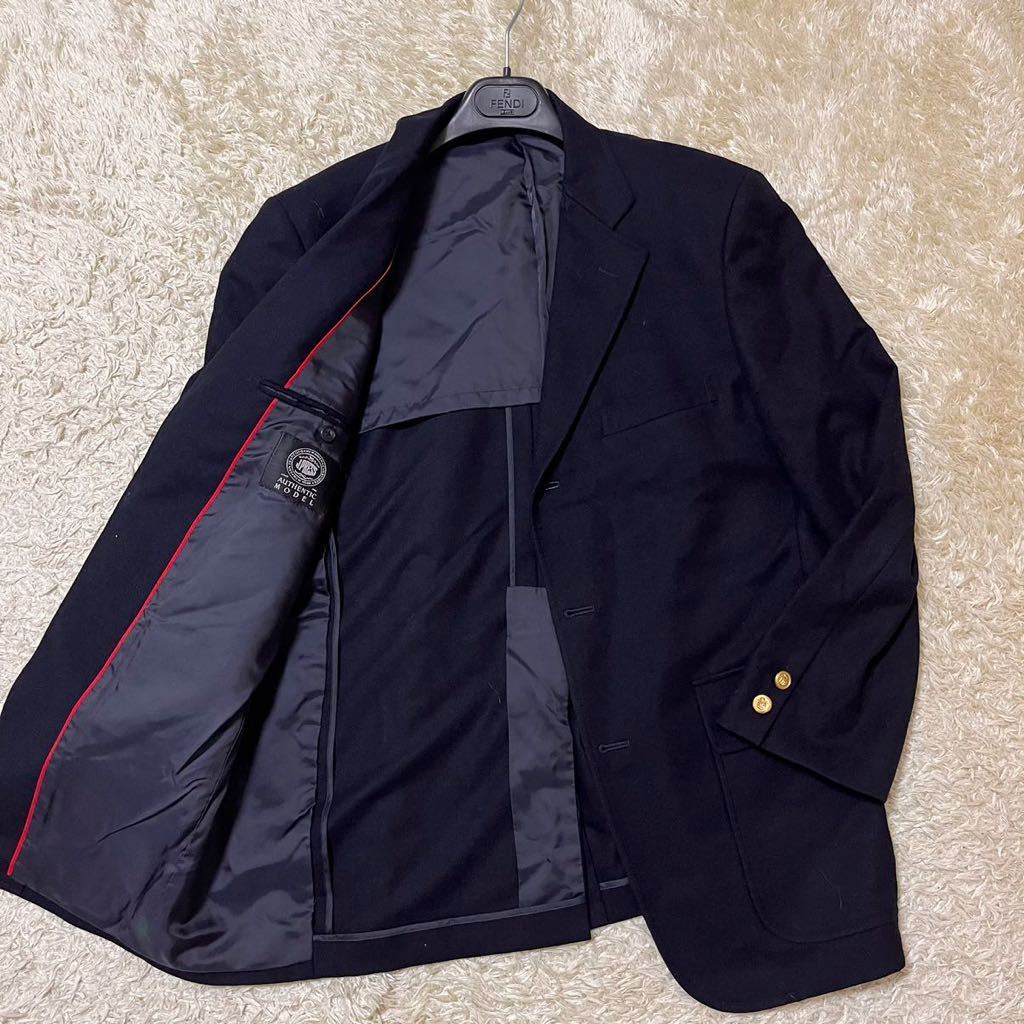 極美品　JPRESS【定番の1着】ジェイプレス　紺ブレ　　　ブレザー　ウール　テーラードジャケット　金ボタン　ネイビーサイズYA6メンズ