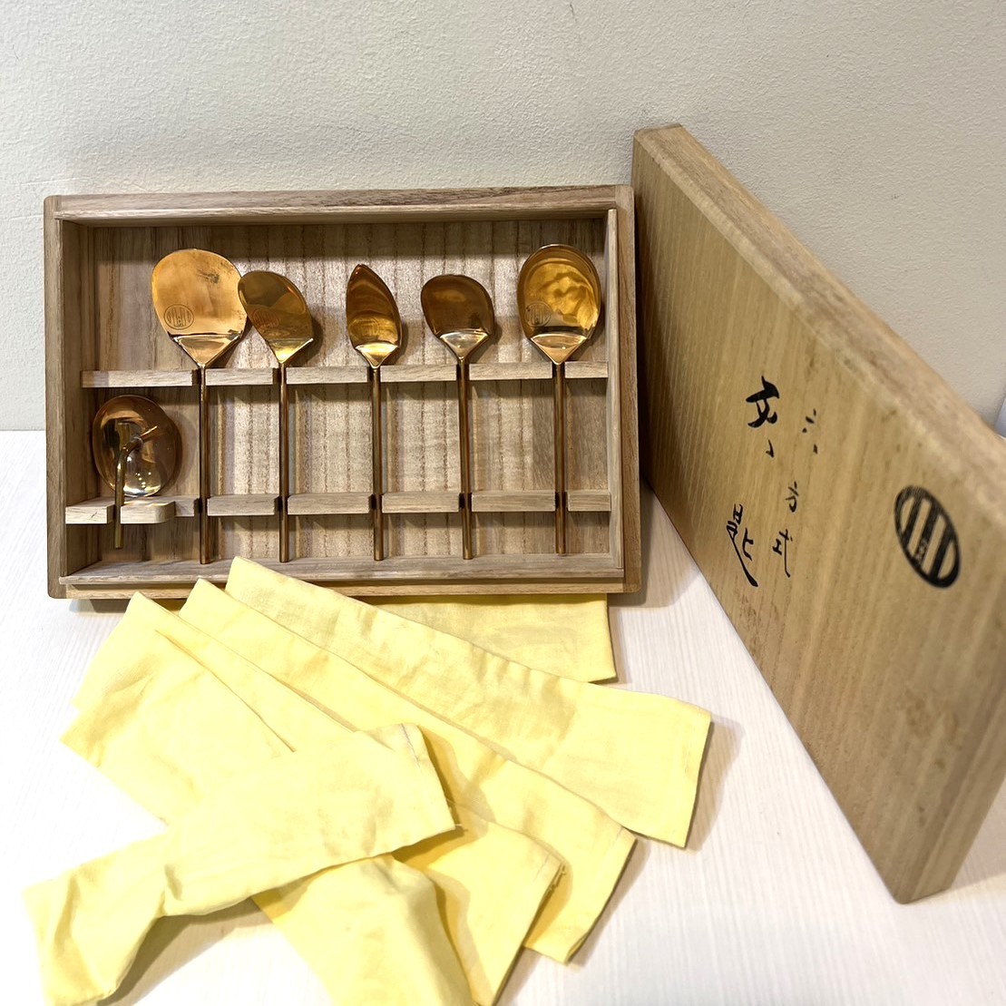 六万式 灰匙 銅製 茶道 茶道具 共箱付 TI1205