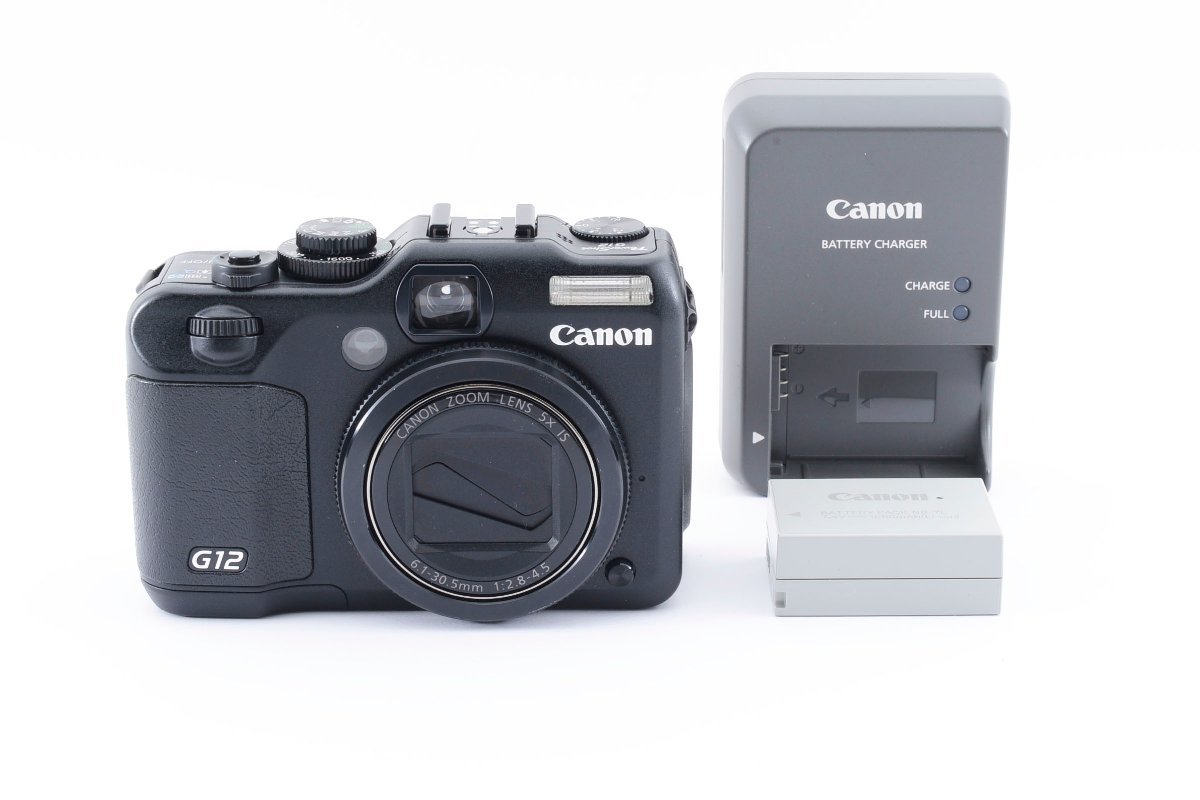 Canon PowerShot G12 10.0MP デジタルカメラ ブラック 光学ズーム5倍 デジタルズーム4倍 [美品] 充電器 バッテリー付き