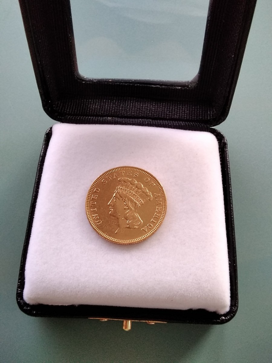 アンティークコイン アメリカ 3ドル金貨 １８５９年 希少 インディアン アンティークコイン アメリカ 3ドル金貨