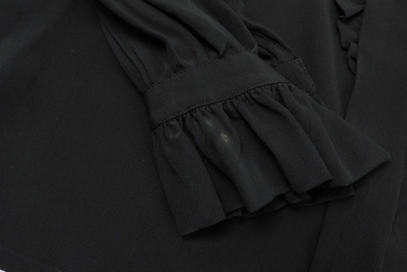 クリスチャンディオール ヴィンテージ フリルブラウス シャツ シルク M 黒