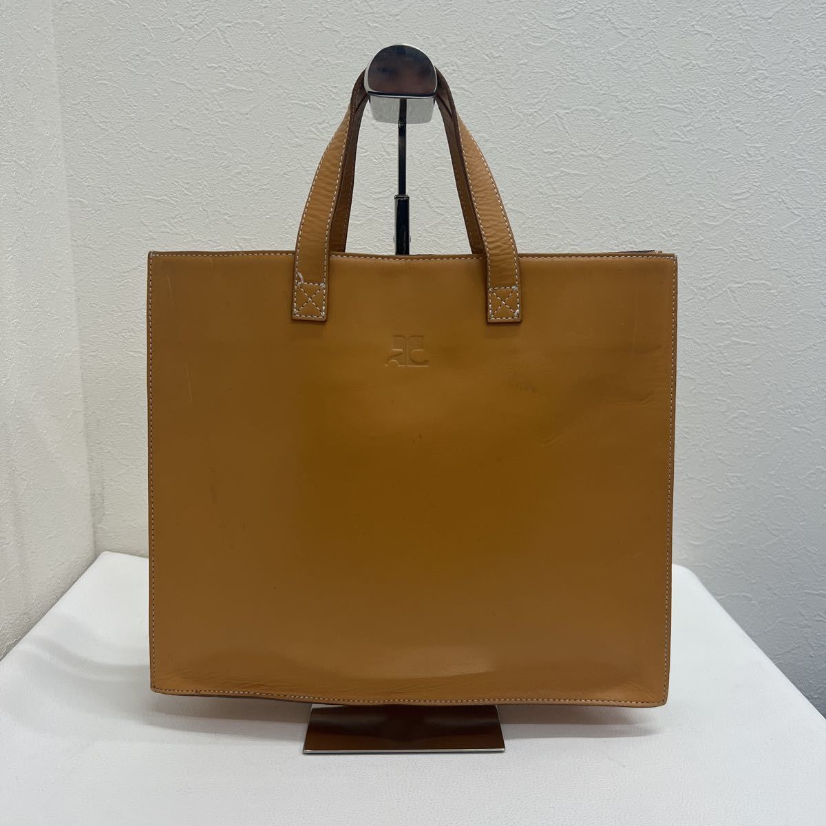 □3844 courreges クレージュ レザー ハンドバック トートバック 