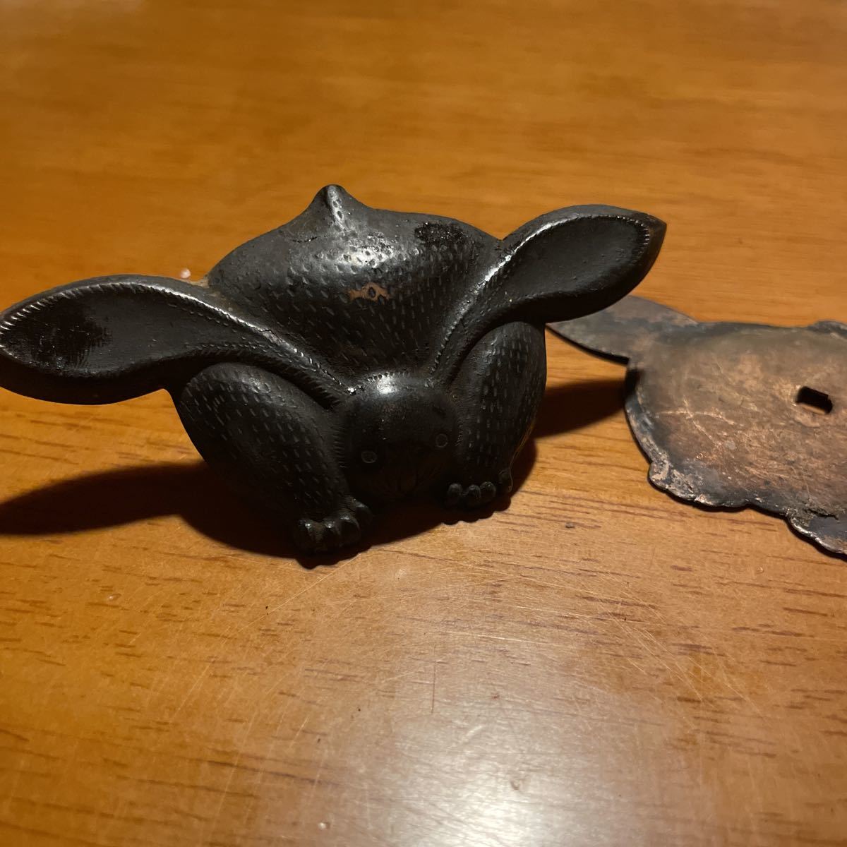 AZZ ⑧古銅 江戸時代 真向兎 釘隠し 金工 古美術 建具 装飾金具 大工