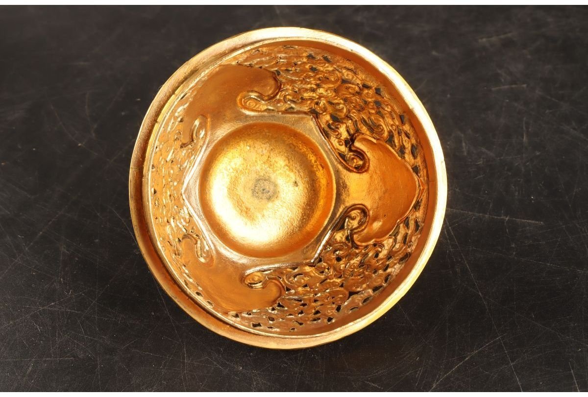 URA]中国美術/花唐草三足七宝獅子香炉/重量874g/13-9-76 (検索)骨董 
