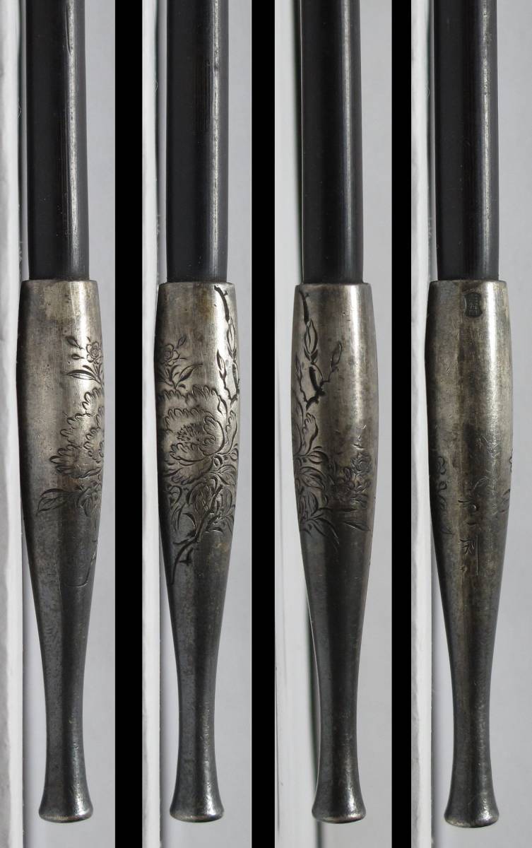 銀製 煙管 寿一 刻 牡丹 彫 43g 煙草盆 花景 刀 梅 彫刻 54g 在銘[純 村田/銀925/純銀製/純銀まとめて/竹/提物/草花/皿/煎茶盆/瓶敷/キセル Jen Yu Taipei慕古惜今 牡丹（硬白） - 烟草市场