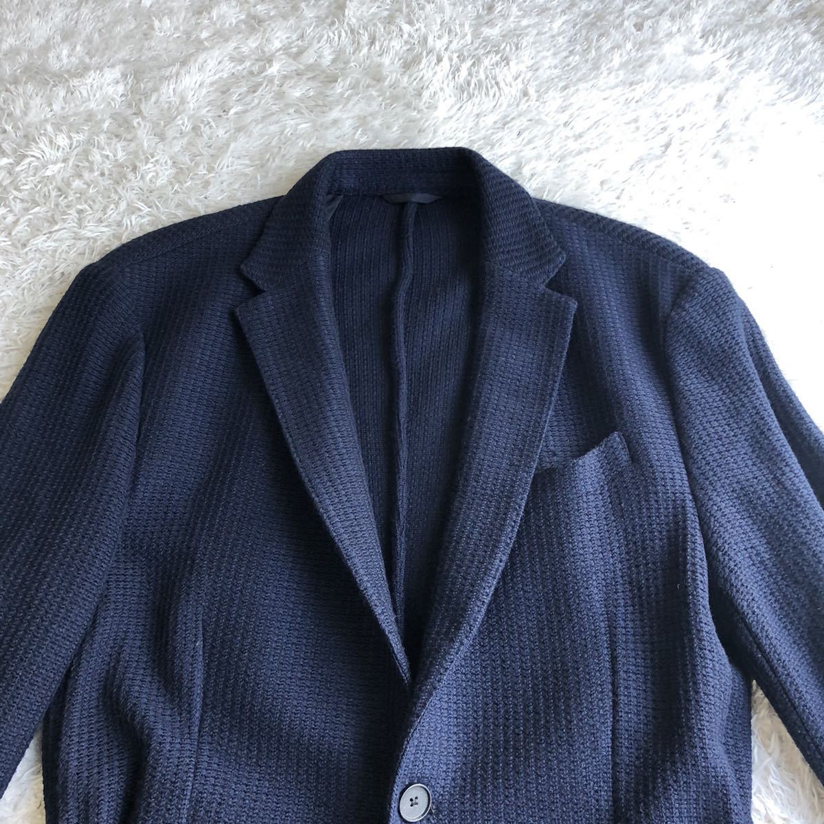 ヒューゴボス ニット ウール ジャケット ネイビー 50 Lサイズ相当 秋冬 HUGOBOSS