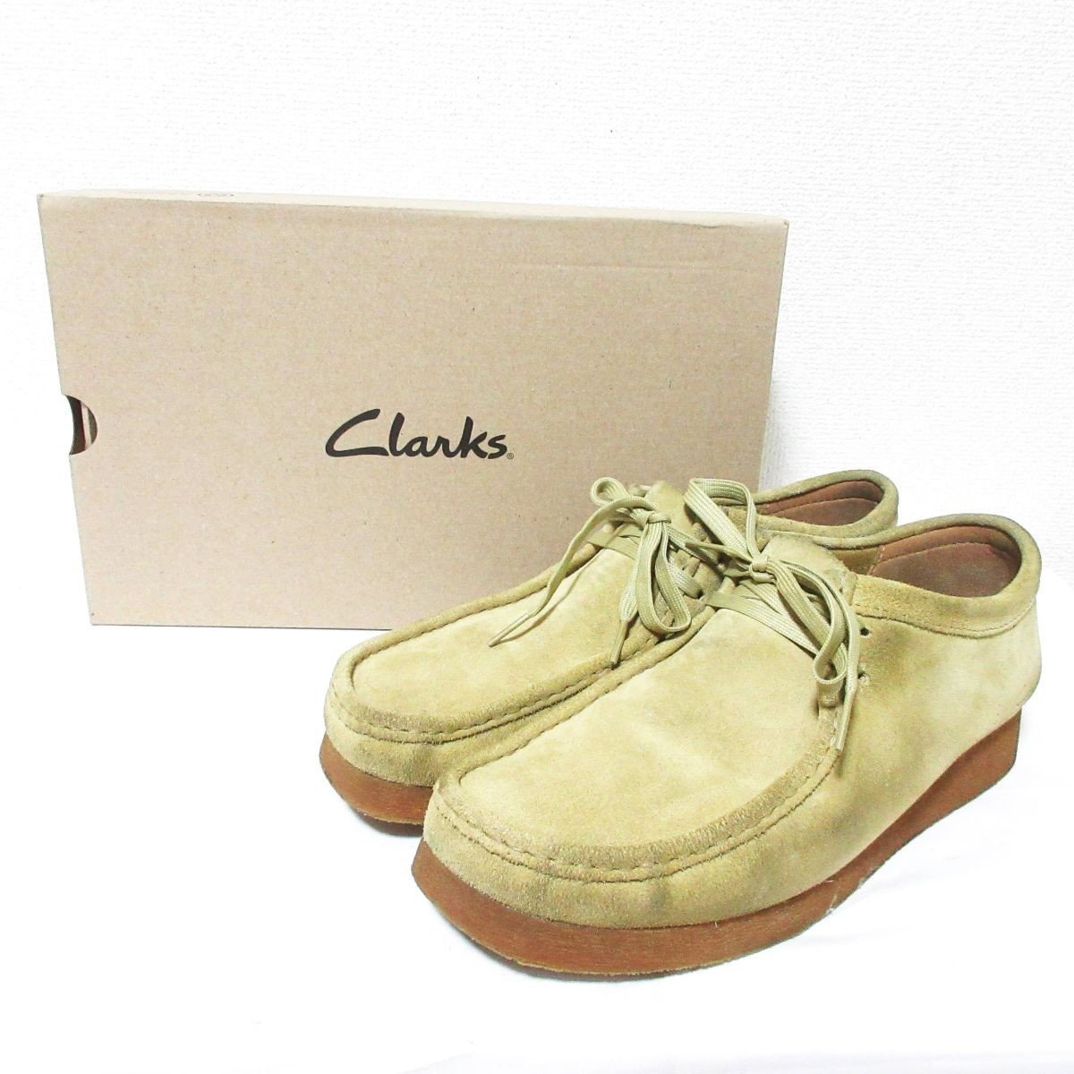 ほぼ美品 21AW Clarks クラークス スエード Wallabee 2 ワラビーシューズ 261555157095 27.5cm ベージュ