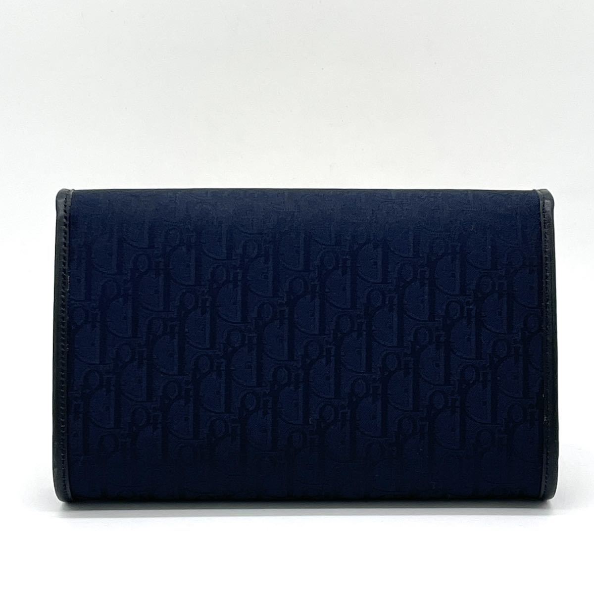 1円 新品同様品 Christian Dior クリスチャンディオール トロッター ネイビー チェーンショルダーバッグ Diorロゴ ゴールド金具