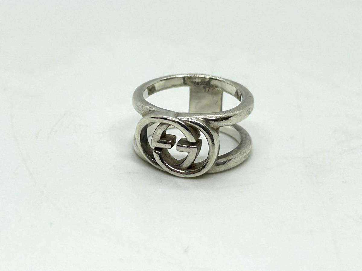 6452★GUCCI グッチ Ag925 インターロッキングG リング 指輪 約3号 中古品 シルバー アクセサリー ブランド SILVER 小指 ピンキーリング