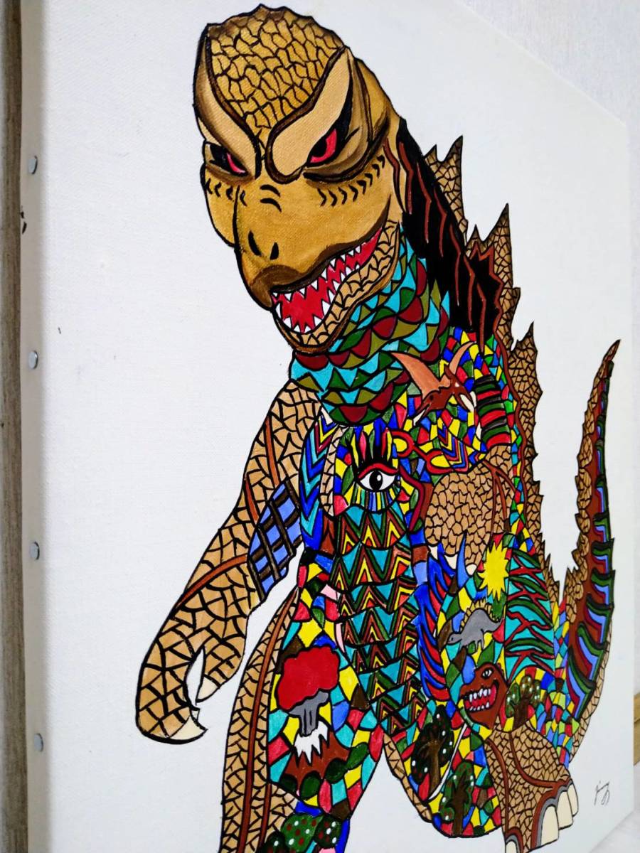 F10号ジミー大西Godzilla手描き大型作品⁄肉筆保証⁄サイン・裏 F10号