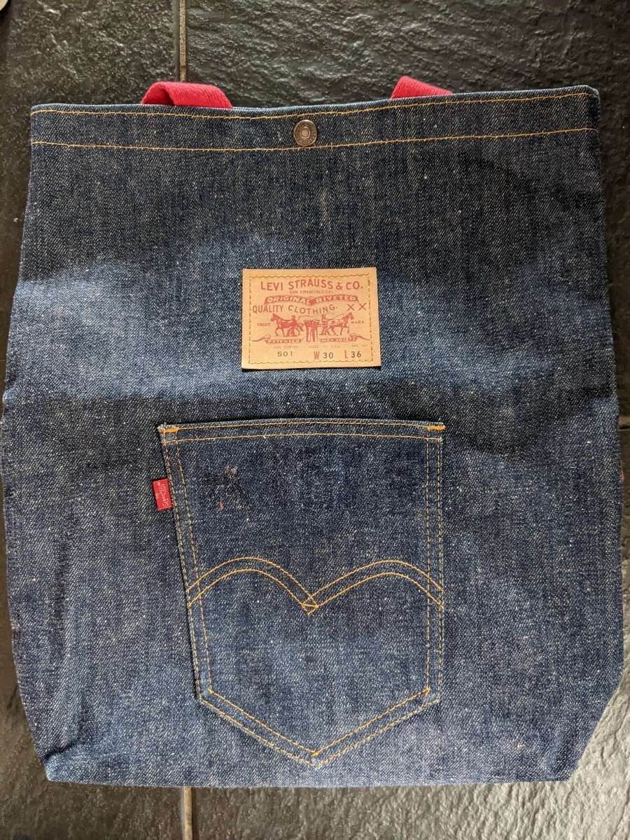リーバイス　リュック　ヴィンテージ　Levi''s　ビンテージ　濃紺　USA製　赤耳　デッドストック　501　デニムバッグ　非売品　販促品　