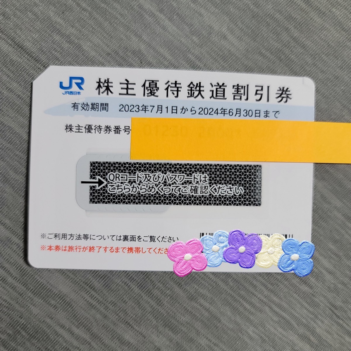 JR西日本株主優待鉄道割引券1枚
