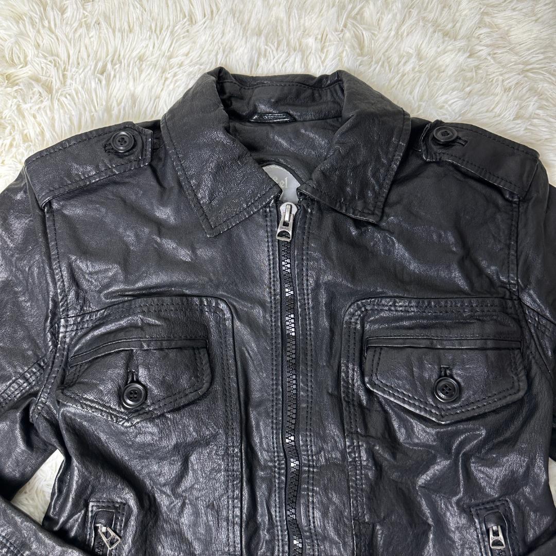 【美品】DIESEL ライダース　革ジャン 羊革 ディーゼル　レザー　黒 DIESEL ディーゼル レザージャケット ラムレザー 羊革 ジャケット