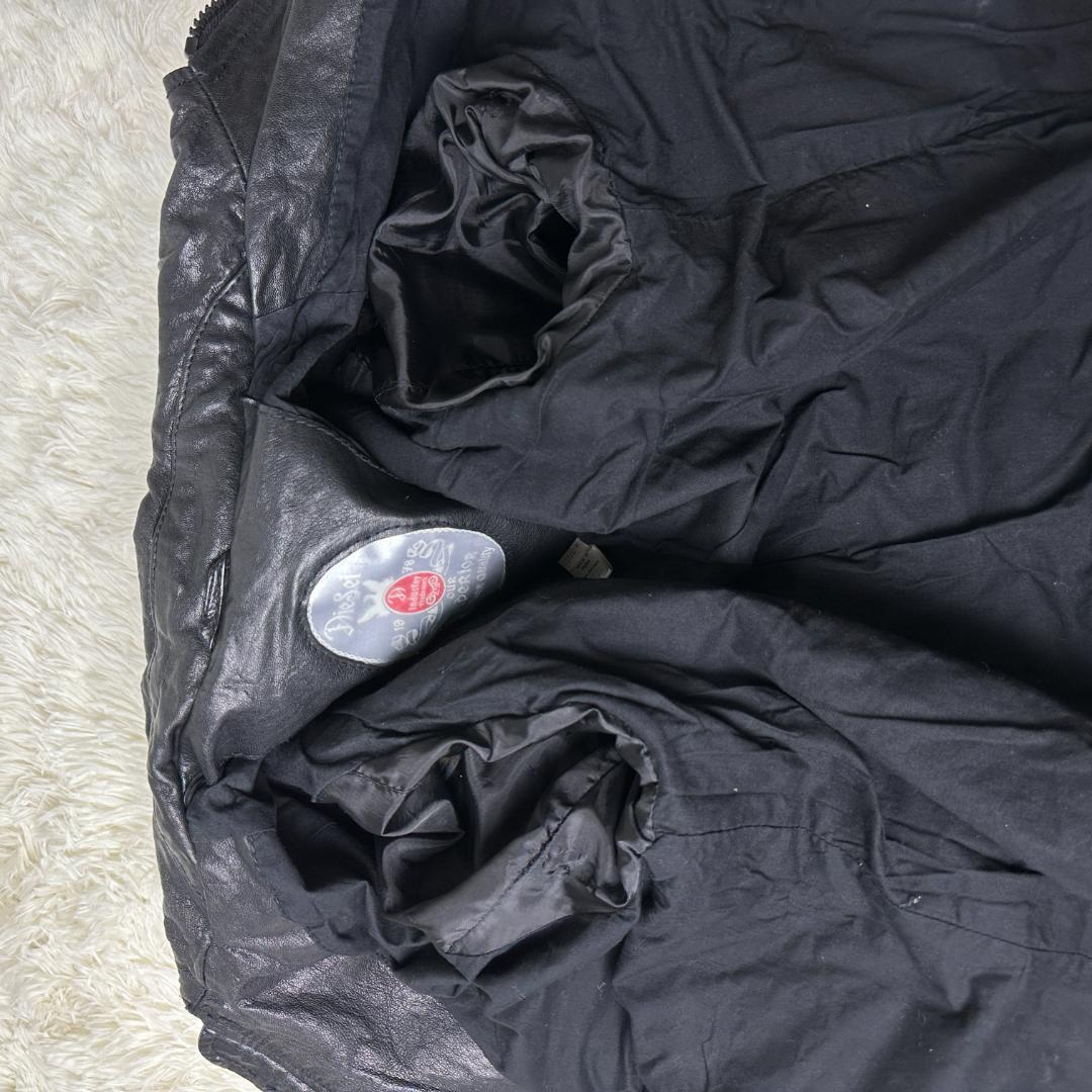 美品 ディーゼル DIESEL 羊革 ラムレザー ロゴ刻印 レザージャケット