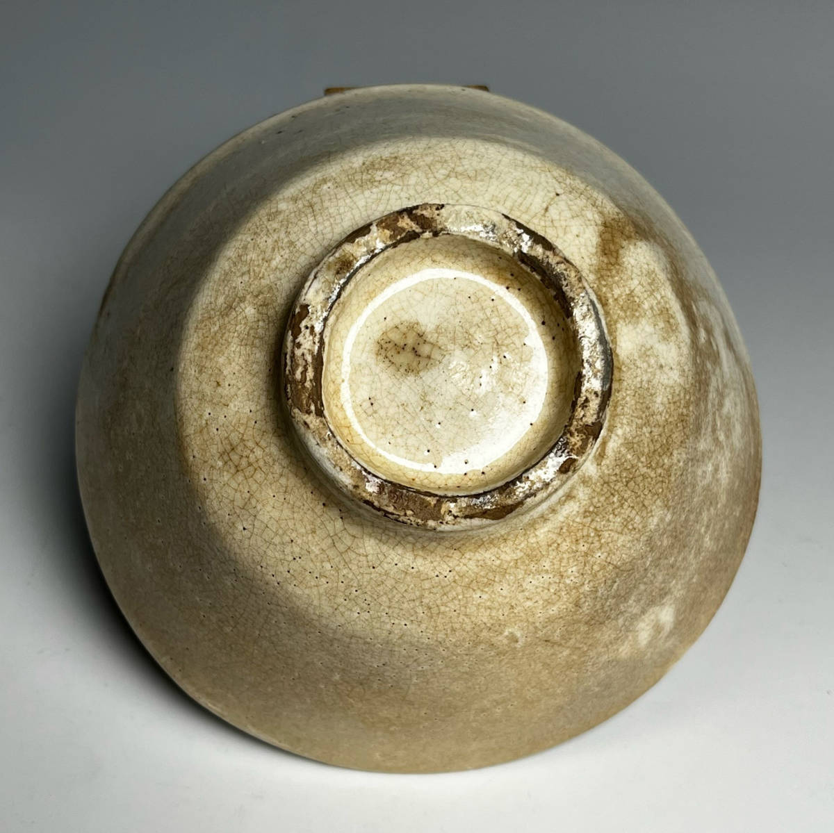 【青】李朝 宝城粉引茶碗 高麗コレクター放出品 朝鮮古陶磁 中国古玩 朝鮮美術 旧家蔵出し A468