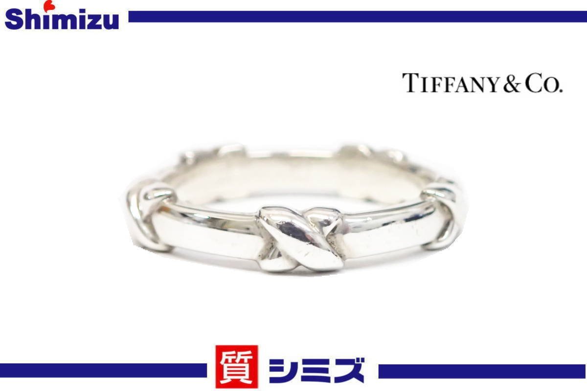 【TIFFANY＆Co.】美品 ティファニー クロスステッチ リング 実寸：約21号 SV925/シルバー925 アクセサリー◆質屋出品