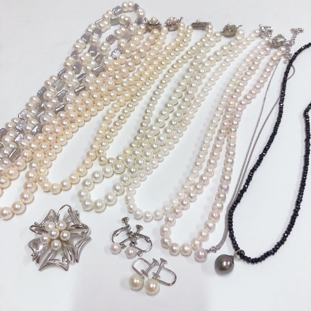 AN07 K18WG 大粒8.5mm あこや真珠 パール ネックレス