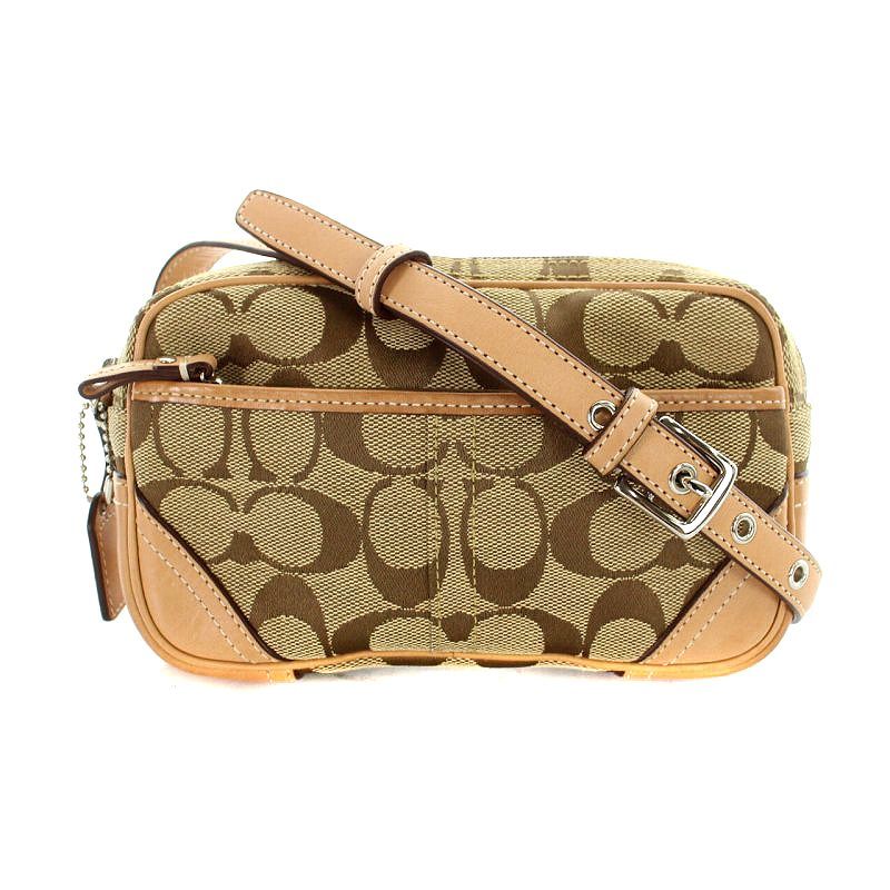 コーチ COACH シグネチャー ハンプトン ウエストポーチ キャンバス レザー ベージュ /AK24 レディース