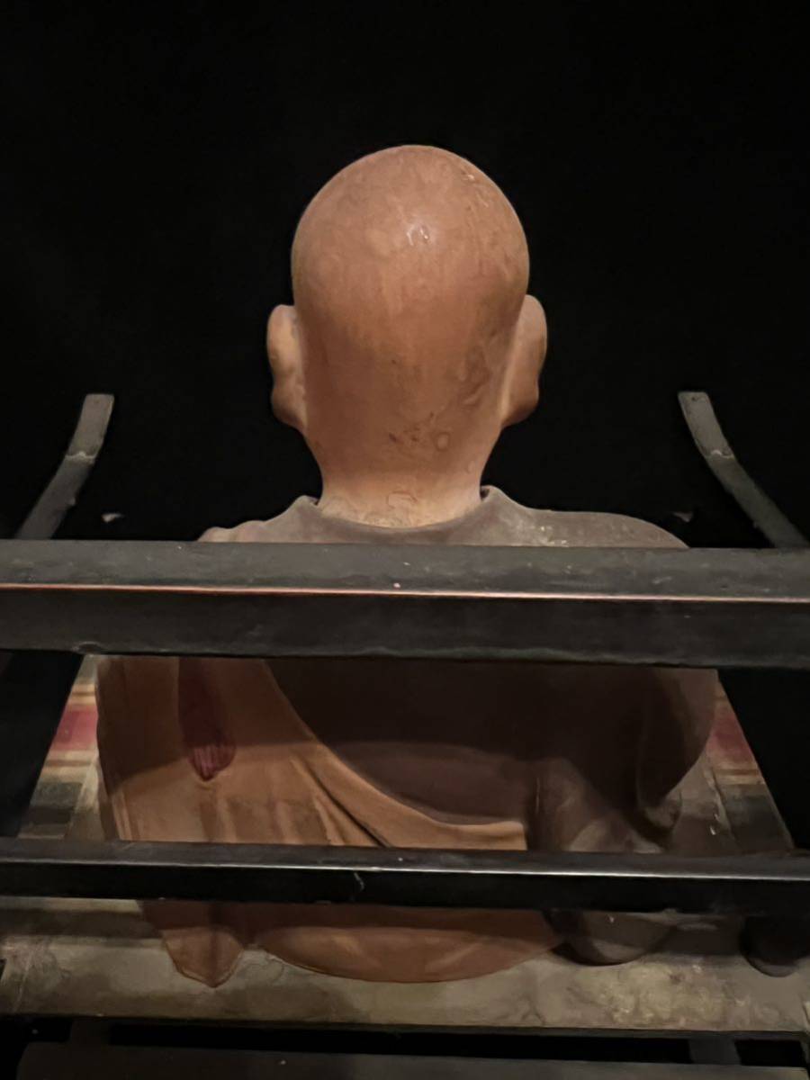 時代 玉眼 彩色木彫弘法大師坐像◇空海/真言宗/仏教美術/仏像/僧/木像