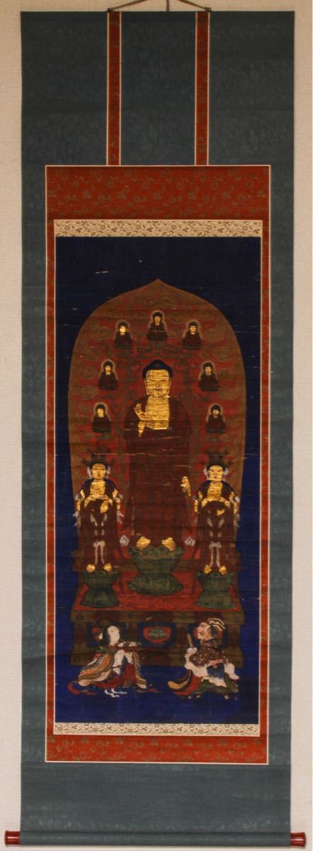 古】3559 紙本 肉筆 彩絵 仏画 肉筆 仏画 仏教美術