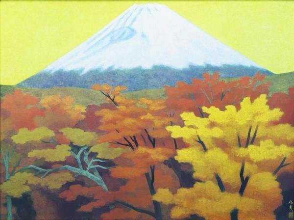WISH】東山魁夷「秋映」工芸画(岩絵の具方式) 約20号 大作 証明シール