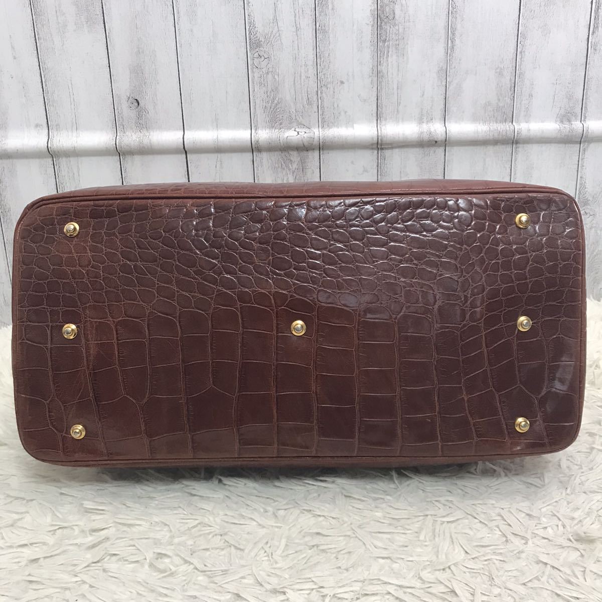 1円【極美品】キタムラ kitamura ボストンバッグ ハンド 旅行 クロコ型 