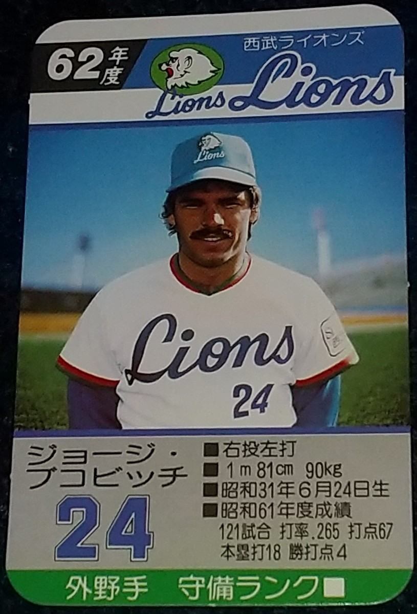 タカラプロ野球カードゲーム昭和62年度西武ライオンズ ブコビッチの