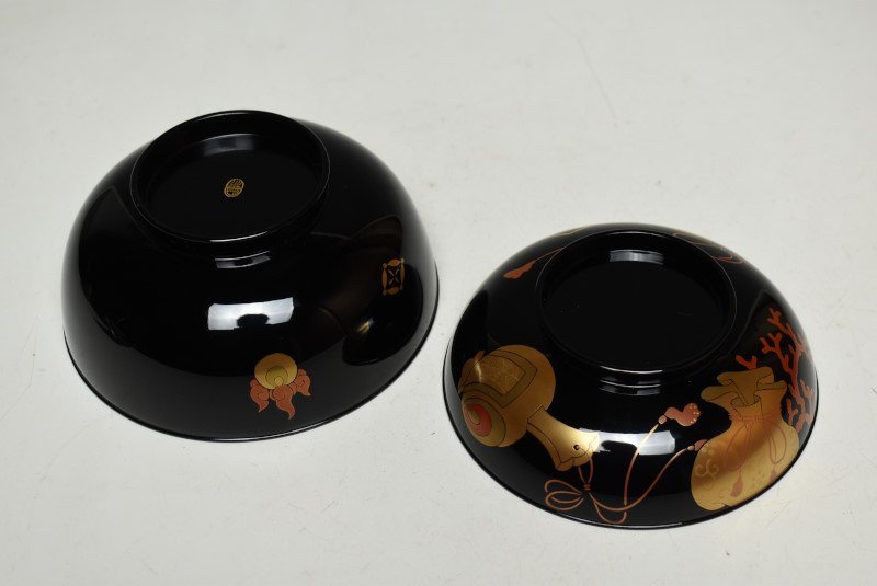 蔵A2715b】平安象彦 宝尽文蒔絵 煮物椀 大椀 五客 共