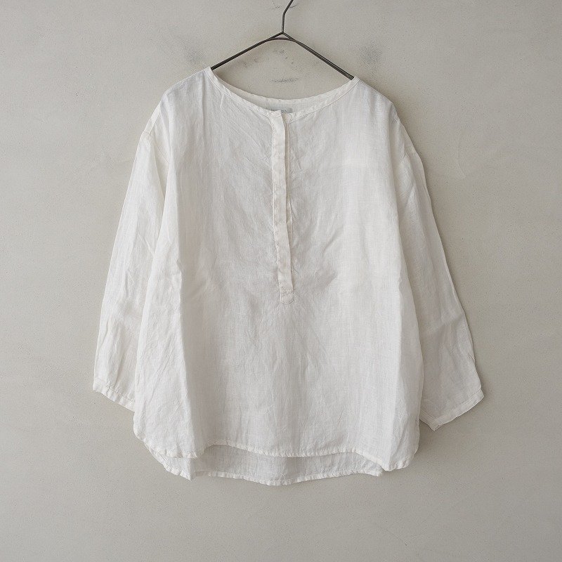 フォグリネンワーク fog linen work *リトアニアリネンヘンリーネックシャツブラウス*オフホワイトシンプル(2-2309-374)【03I32】