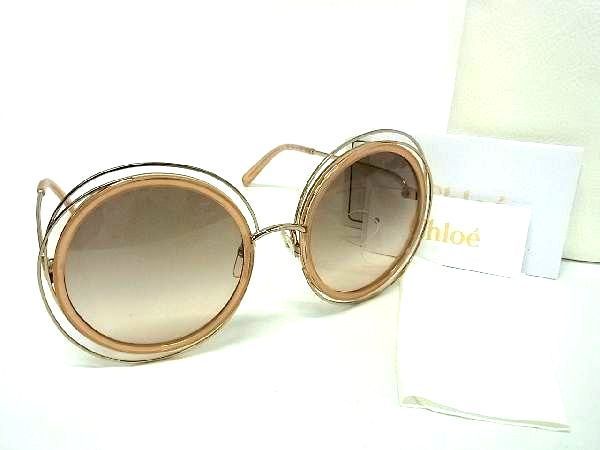 1円 ■極美品■ Chloe クロエ CE120S 724 サングラス メガネ 眼鏡 レディース メンズ ベージュ系 AQ5102