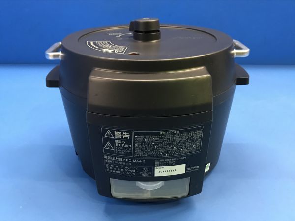 アイリスオーヤマ 】電気圧力鍋 6合炊き 2020年製【 KPC-MA4-B