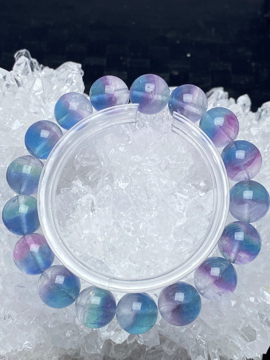 即決 1127a107 天然美品★【30Aユニコーンカラーフローライト】★ブレス 12-12.5mm（新品）