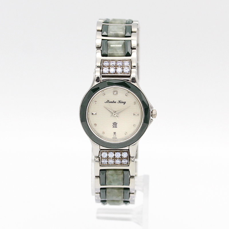 稼働 モンテキング Montre King 18KWG 翡翠 4Pダイヤ 腕時計 モンテキング 翡翠 KING 18KWG king 4Pダイヤ1029 モンテキング MOTRE