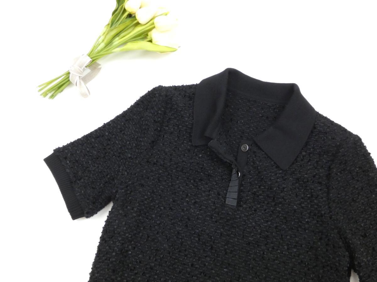 FOXEY ケイトポロTシャツ トップス 40 ブラック ウールBLEND SP商品 36837